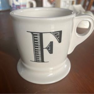Anthropologie Monogram Initial F Letter Footed Coffee Mug Cup Shaving Barber